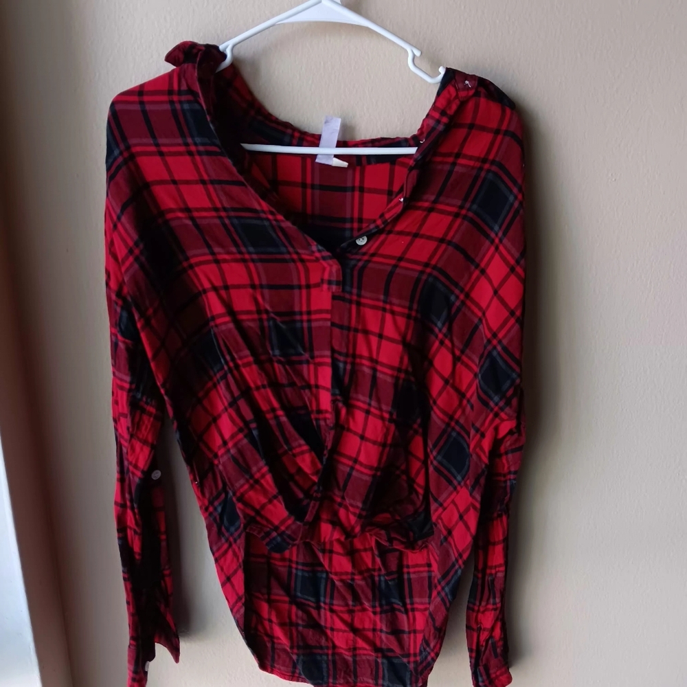 Red Plaid Women's Top